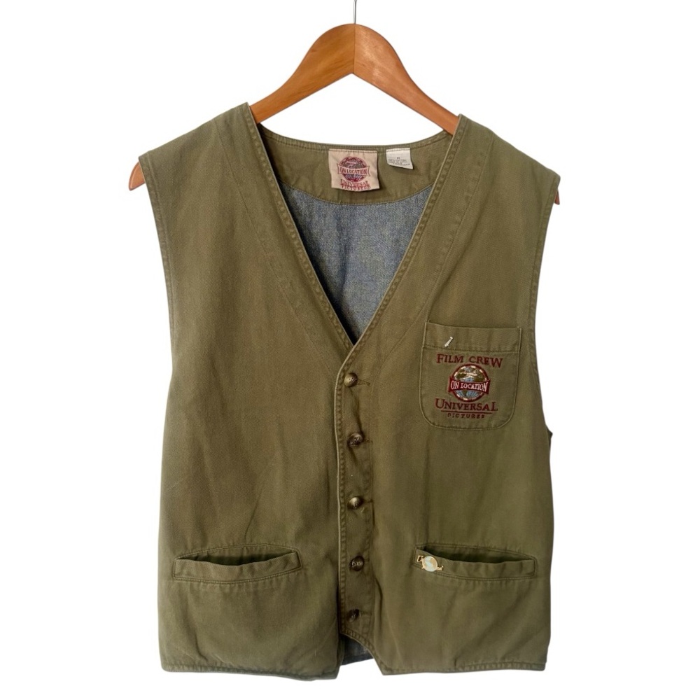 VINTAGE 80s/90s Universal Pictures Film Crew On Location Green Vest